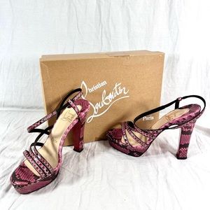 CHRISTIAN LOUBOUTIN Snakeskin Soft Magenta Pumps Platform Marked as 37.5